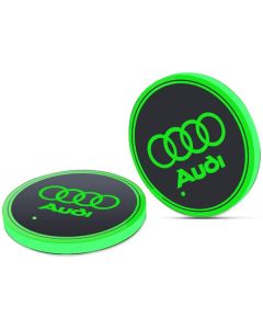 LED CAR LOGO CUP LIGHTS UP HOLDER USB CHARGING 7 COLOURS FOR AUDI