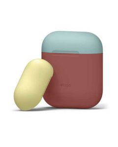 Elago Duo Case for Airpods - Body-Italian Rose / Top-Coral Blue, Yellow