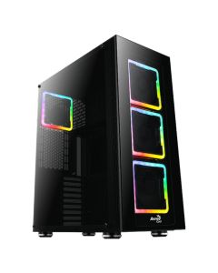 Aerocool CC Tor Pro-G-BK-v1 (SA) / 4 pcs RGB Square fan - USB3.0 x 2 -Glass Edition -Black