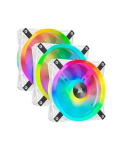Corsair iCUE QL120 ARGB PWM White Fan - Triple Fan Kit with Lighting Node CORE